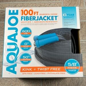 NEW AquaJoe Superlight 100ft Fiberjacket Garden Hose 5/8"
